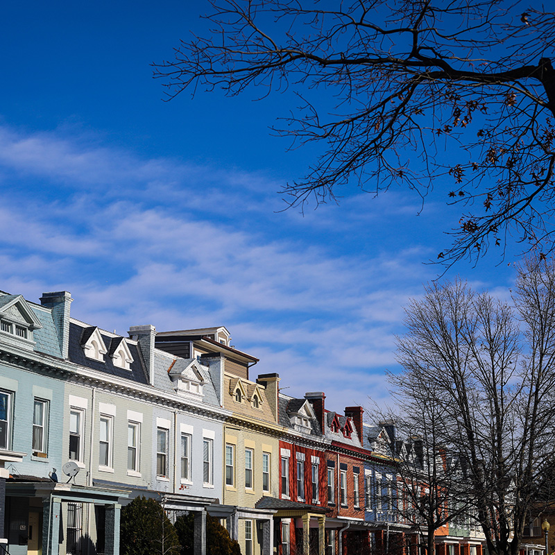 Colorful row of houses